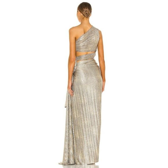 Bronx and Banco Gaia Gown Pebble Metallic Cut Out Party XS NWT $895 - Picture 3 of 10